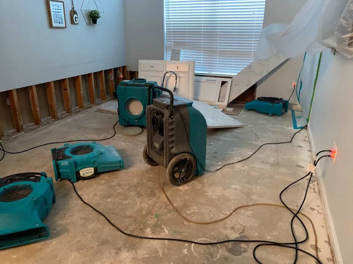 Dehumidifier in flood-cut room for Water Extraction & Removal in LaSalle